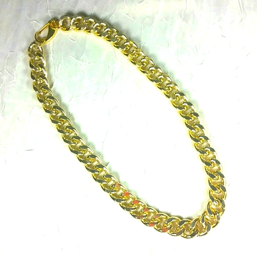 24" Gold Plated 20 mm Curb Chain Necklace Unisex Bold Luxury Statement Jewelry